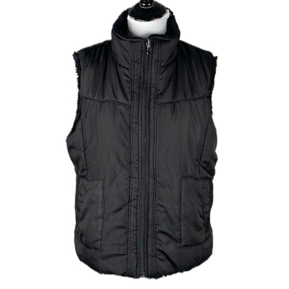 KC Collections Reversible Faux Fur Vest, Black, X-Large - Picture 6 of 12